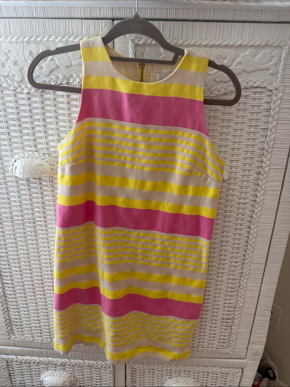 LOFT Striped Sleeveless Shift Dress in Yellow and Pink 2P